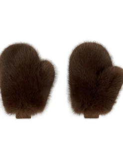 Cynthia Rowley Faux Fur Oversized Mittens Brown Outlet