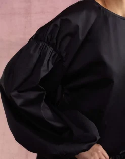 Cynthia Rowley Geneva Cotton Blouse BLACK Discount