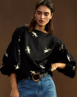 Cynthia Rowley Geneva Gold Foil Blouse BLKGLD Online