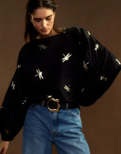 Cynthia Rowley Geneva Gold Foil Blouse BLKGLD Online