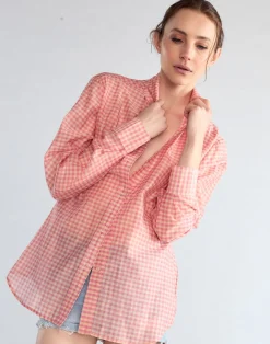 Cynthia Rowley Geneva Silk Cotton Shirt PNKGNH Hot