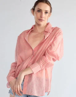 Cynthia Rowley Geneva Silk Cotton Shirt PNKGNH Hot