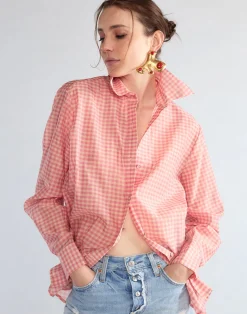 Cynthia Rowley Geneva Silk Cotton Shirt PNKGNH Hot