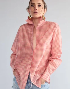 Cynthia Rowley Geneva Silk Cotton Shirt PNKGNH Hot