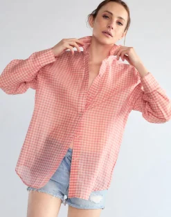 Cynthia Rowley Geneva Silk Cotton Shirt PNKGNH Hot