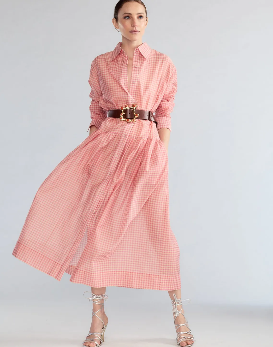 Cynthia Rowley Geneva Silk Cotton Shirt Dress PNKGNH Outlet