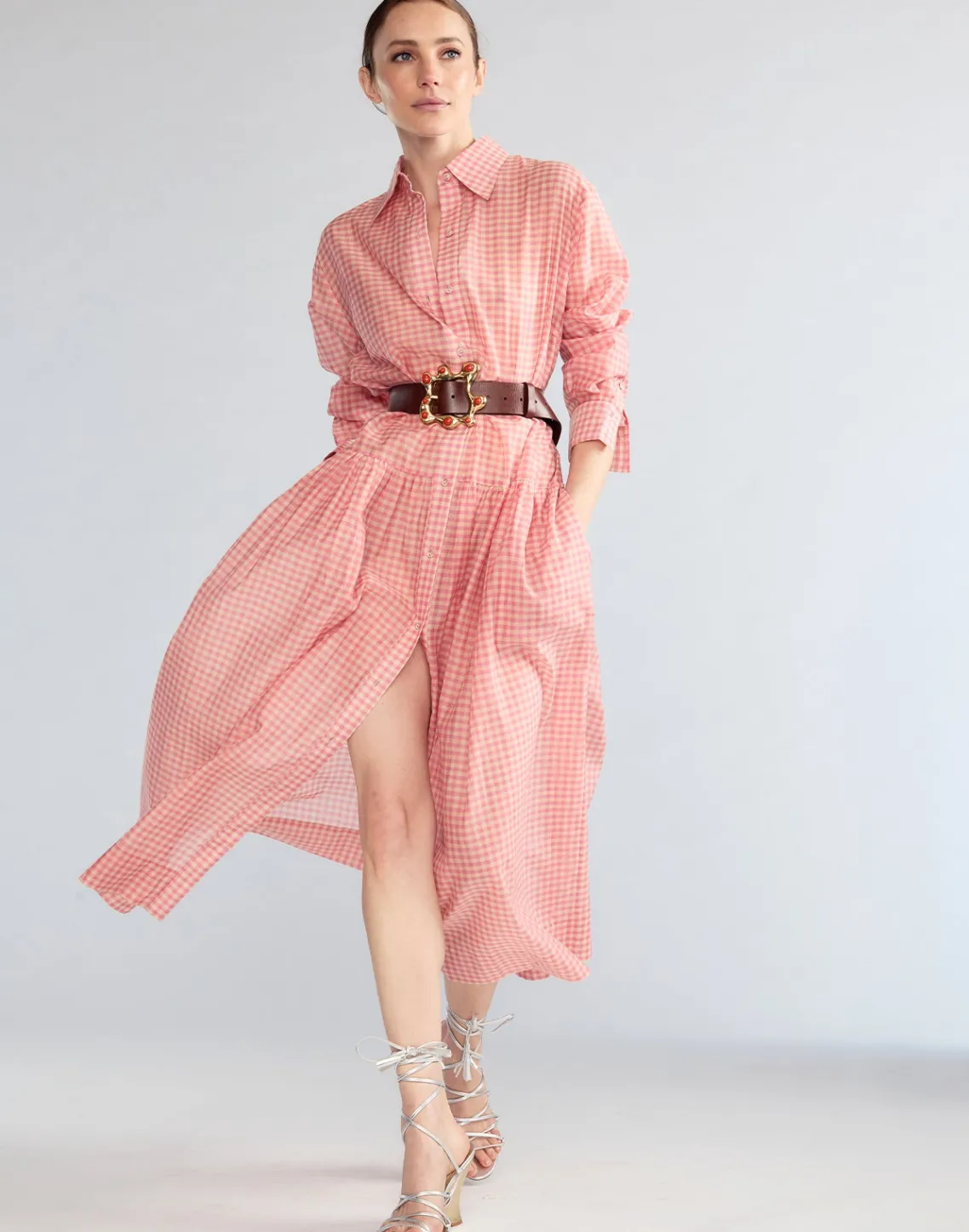 Cynthia Rowley Geneva Silk Cotton Shirt Dress PNKGNH Outlet