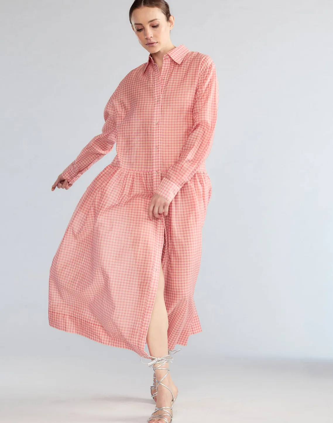Cynthia Rowley Geneva Silk Cotton Shirt Dress PNKGNH Outlet