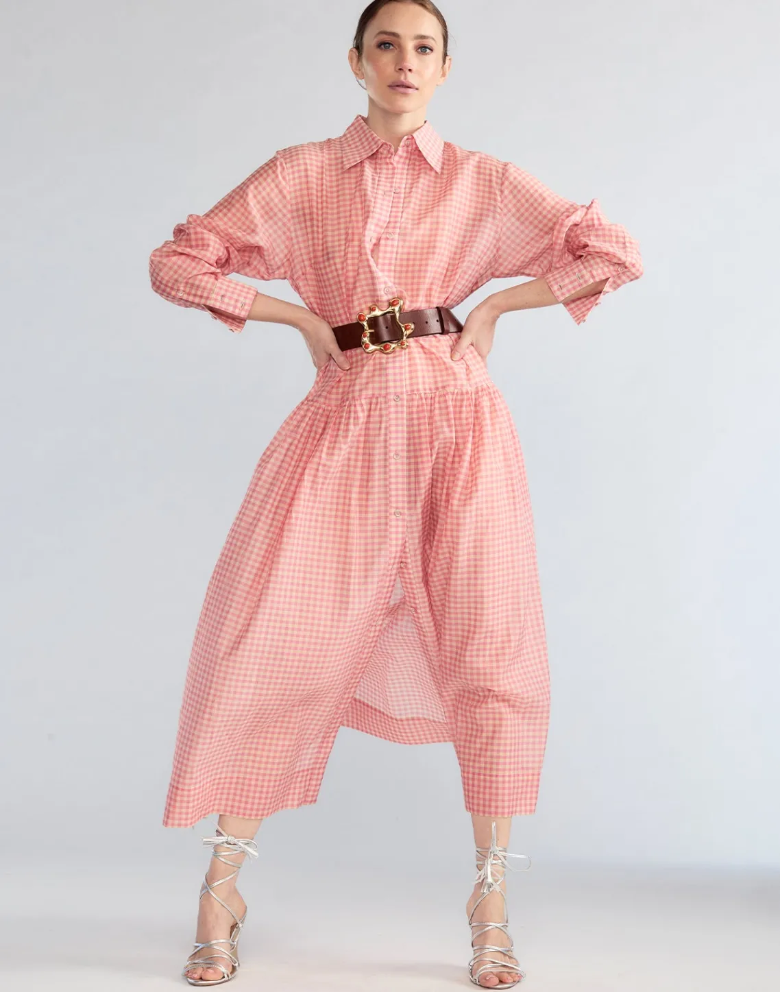 Cynthia Rowley Geneva Silk Cotton Shirt Dress PNKGNH Outlet