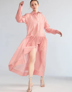 Cynthia Rowley Geneva Silk Cotton Shirt Dress PNKGNH Outlet