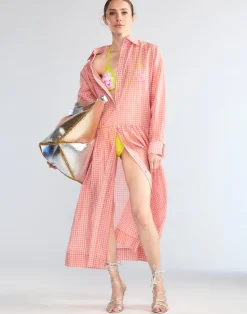 Cynthia Rowley Geneva Silk Cotton Shirt Dress PNKGNH Outlet