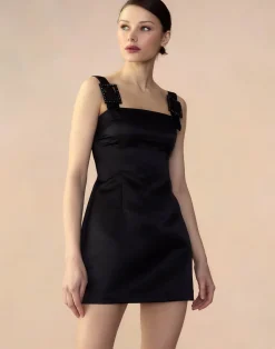 Cynthia Rowley Gigi Satin Dress BLACK Fashion