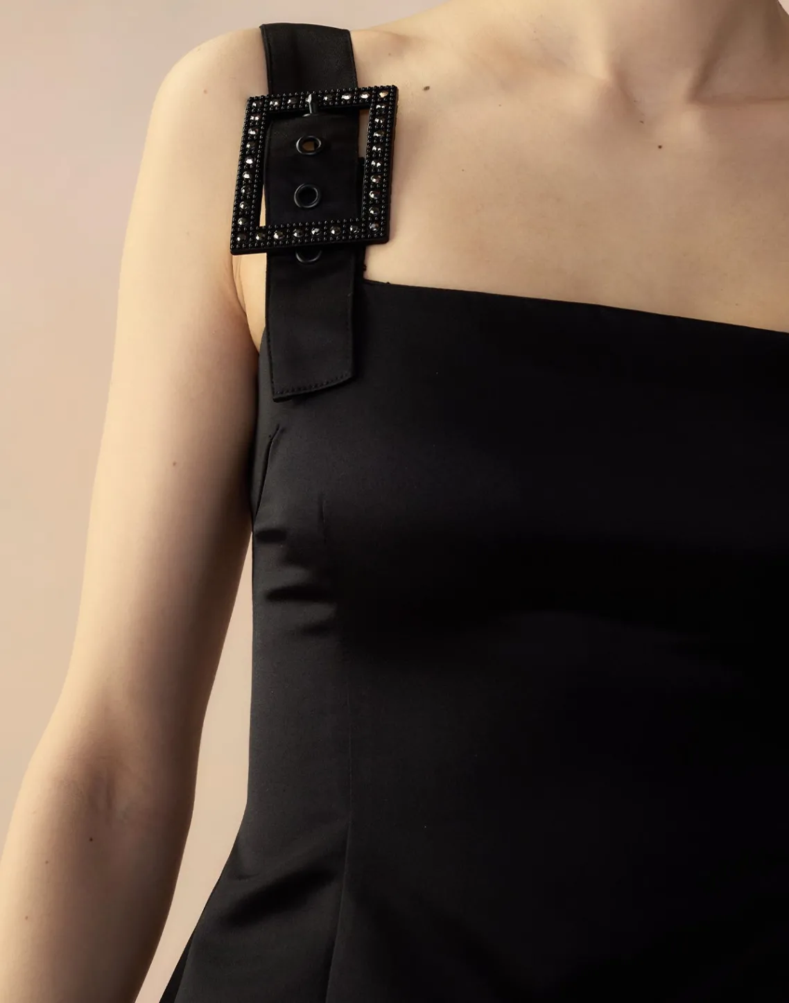 Cynthia Rowley Gigi Satin Dress BLACK Fashion