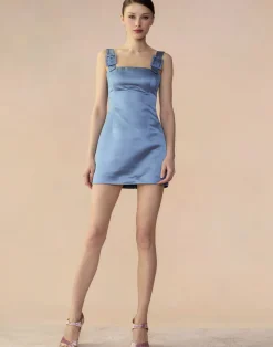 Cynthia Rowley Gigi Satin Dress GRAY New