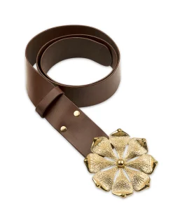 Cynthia Rowley Gold Flower Buckle Belt Brown Sale
