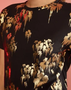 Cynthia Rowley Gold Foil T-Shirt BLKGLD Outlet