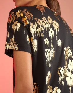 Cynthia Rowley Gold Foil T-Shirt BLKGLD Outlet