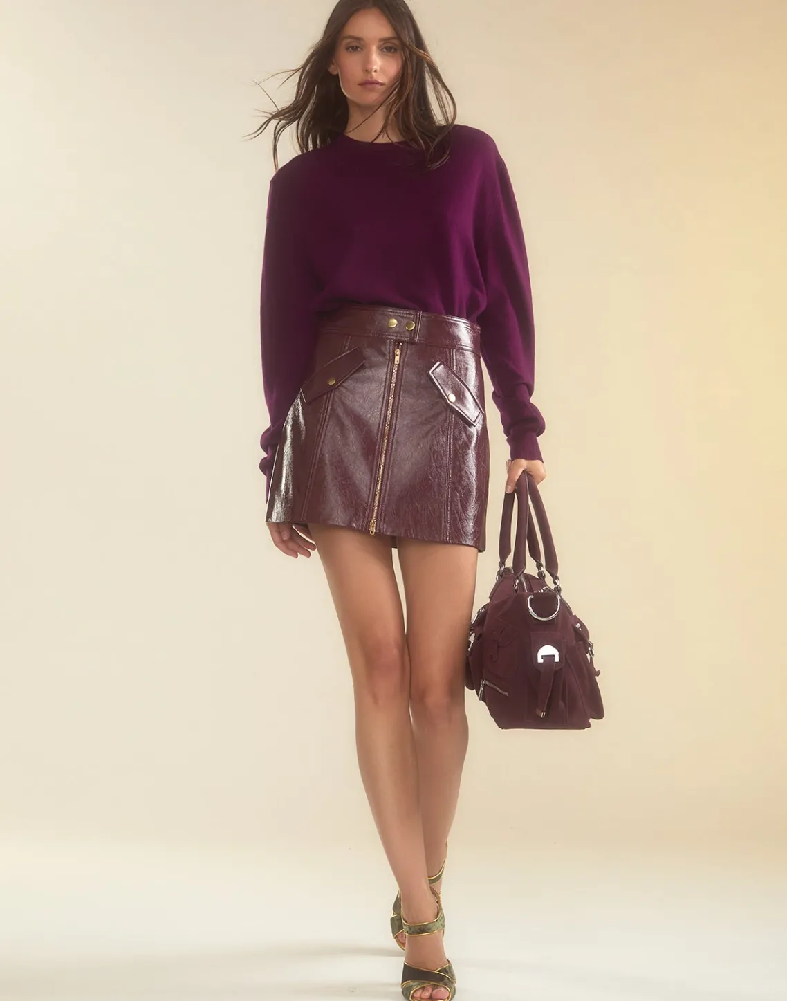 Cynthia Rowley Harper Vegan Leather Skirt OXBLD Online