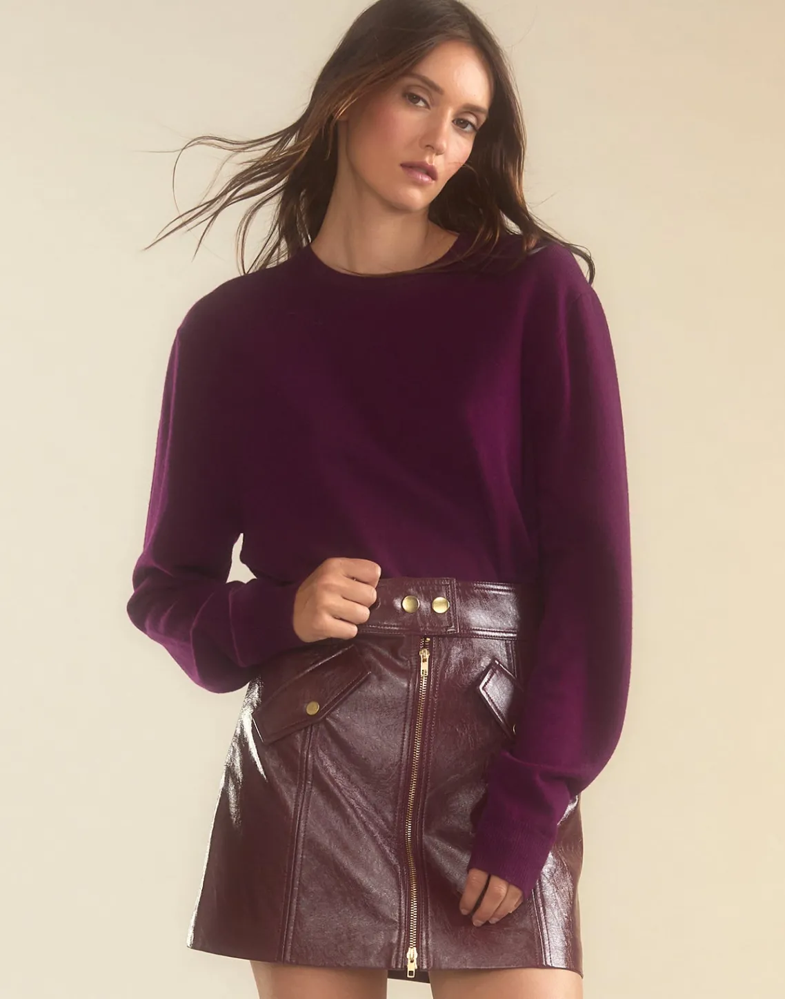 Cynthia Rowley Harper Vegan Leather Skirt OXBLD Online