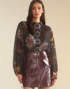 Cynthia Rowley Harper Vegan Leather Skirt OXBLD Online