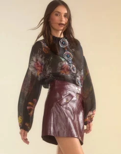 Cynthia Rowley Harper Vegan Leather Skirt OXBLD Online