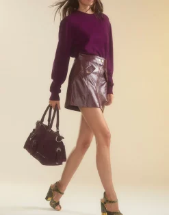 Cynthia Rowley Harper Vegan Leather Skirt OXBLD Online