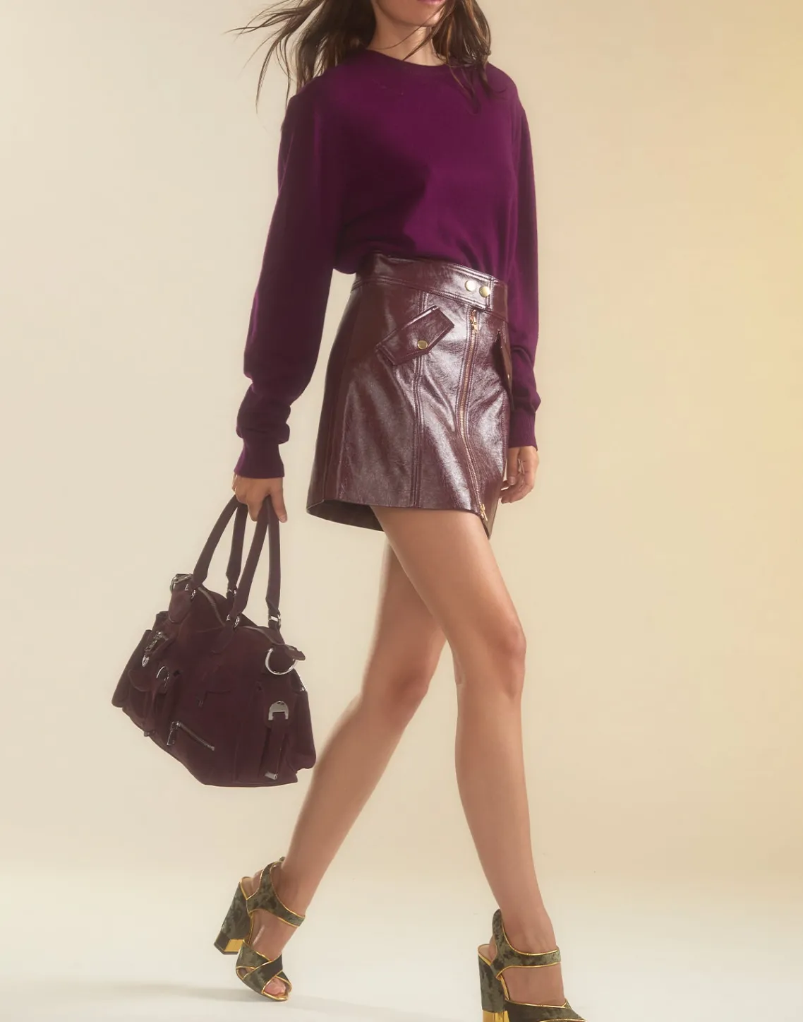 Cynthia Rowley Harper Vegan Leather Skirt OXBLD Online