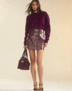 Cynthia Rowley Harper Vegan Leather Skirt OXBLD Online