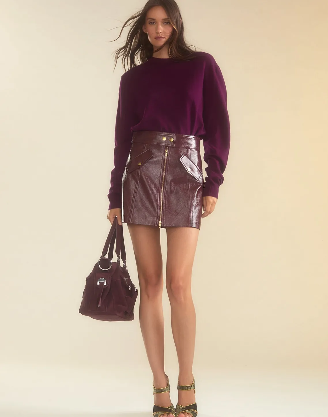 Cynthia Rowley Harper Vegan Leather Skirt OXBLD Online