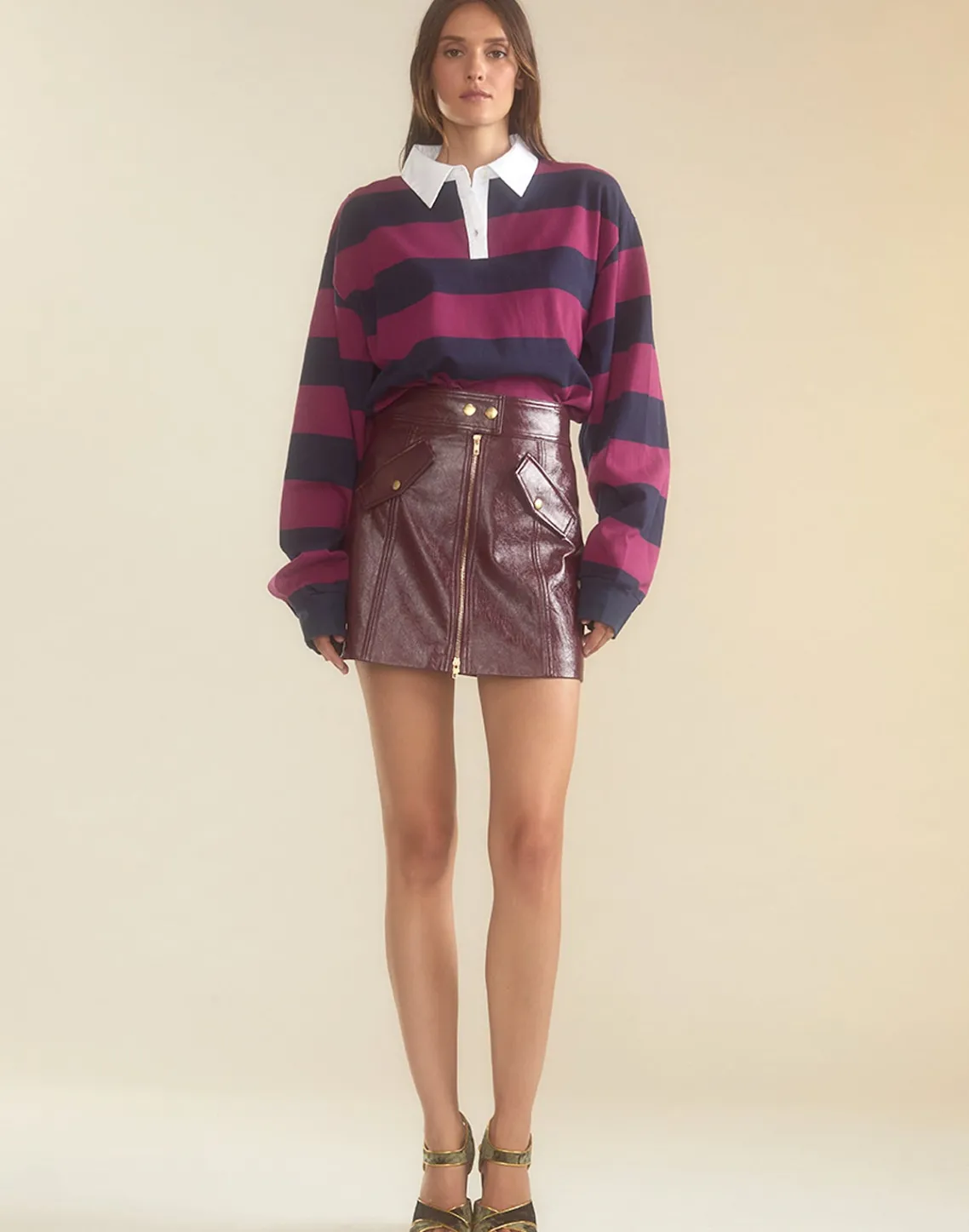 Cynthia Rowley Harper Vegan Leather Skirt OXBLD Online