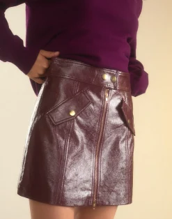 Cynthia Rowley Harper Vegan Leather Skirt OXBLD Online