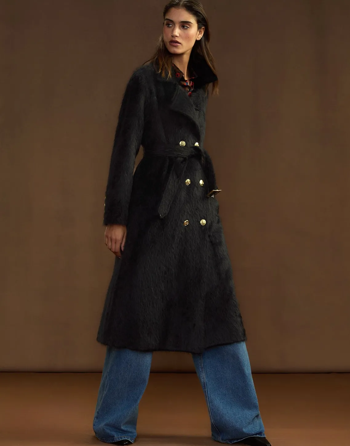 Cynthia Rowley Heritage Double Breasted Coat BLACK Fashion