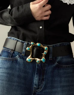 Cynthia Rowley Hidden Gem Belt BLKTQU Fashion