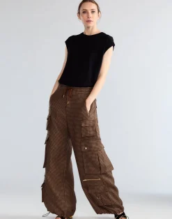 Cynthia Rowley Houndstooth Cargo Pants BLKBR Sale