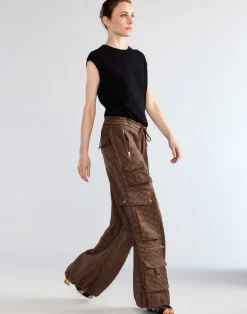 Cynthia Rowley Houndstooth Cargo Pants BLKBR Sale