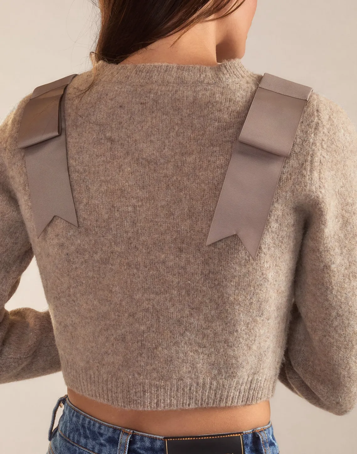 Cynthia Rowley Ivy Cropped Wool Cardigan CAMEL Clearance