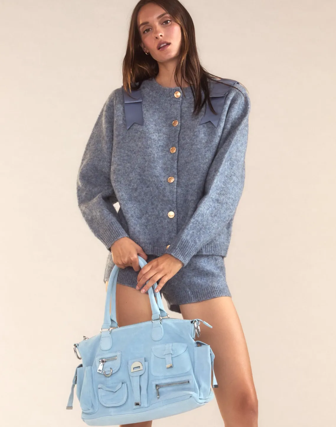 Cynthia Rowley Ivy Wool Cardigan Denim Discount