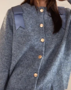 Cynthia Rowley Ivy Wool Cardigan Denim Discount