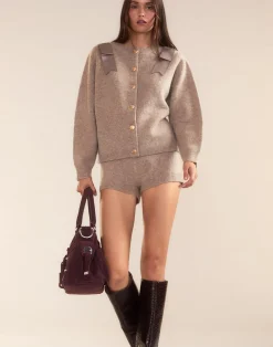 Cynthia Rowley Ivy Wool Knit Short CAMEL Outlet