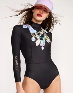 Cynthia Rowley Jewel Necklace Wetsuit BLACK Fashion