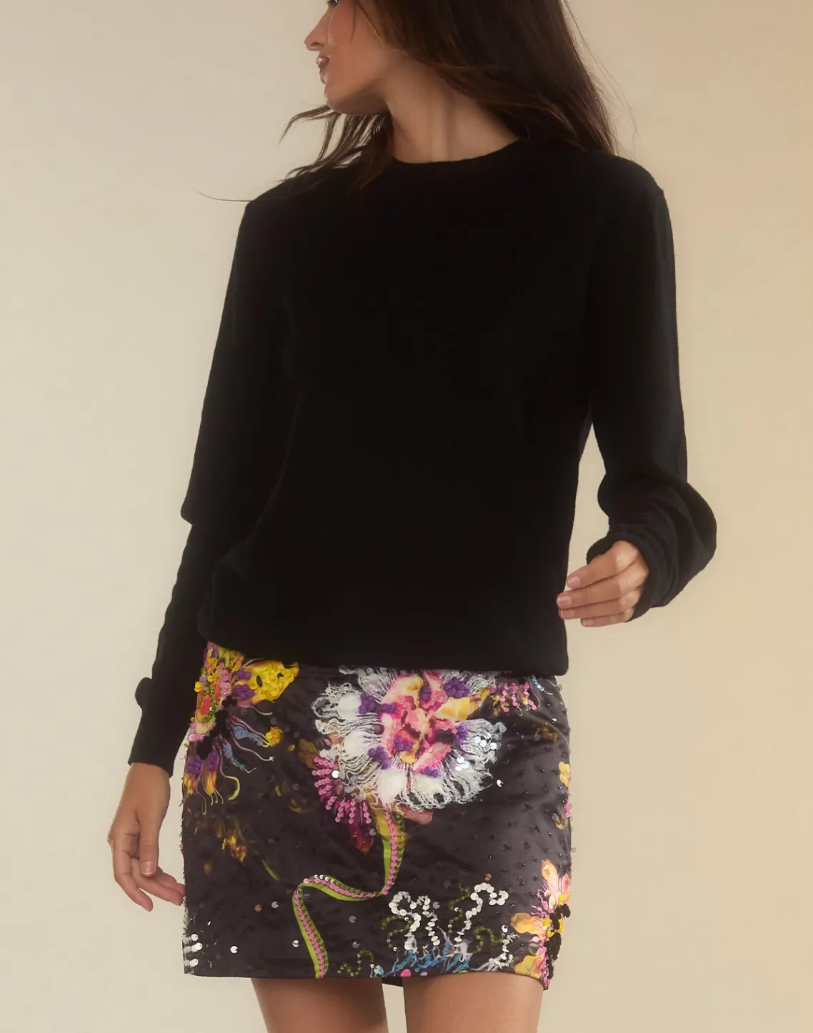Cynthia Rowley Kaia Skirt BLKFL Clearance