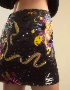 Cynthia Rowley Kaia Skirt BLKFL Clearance