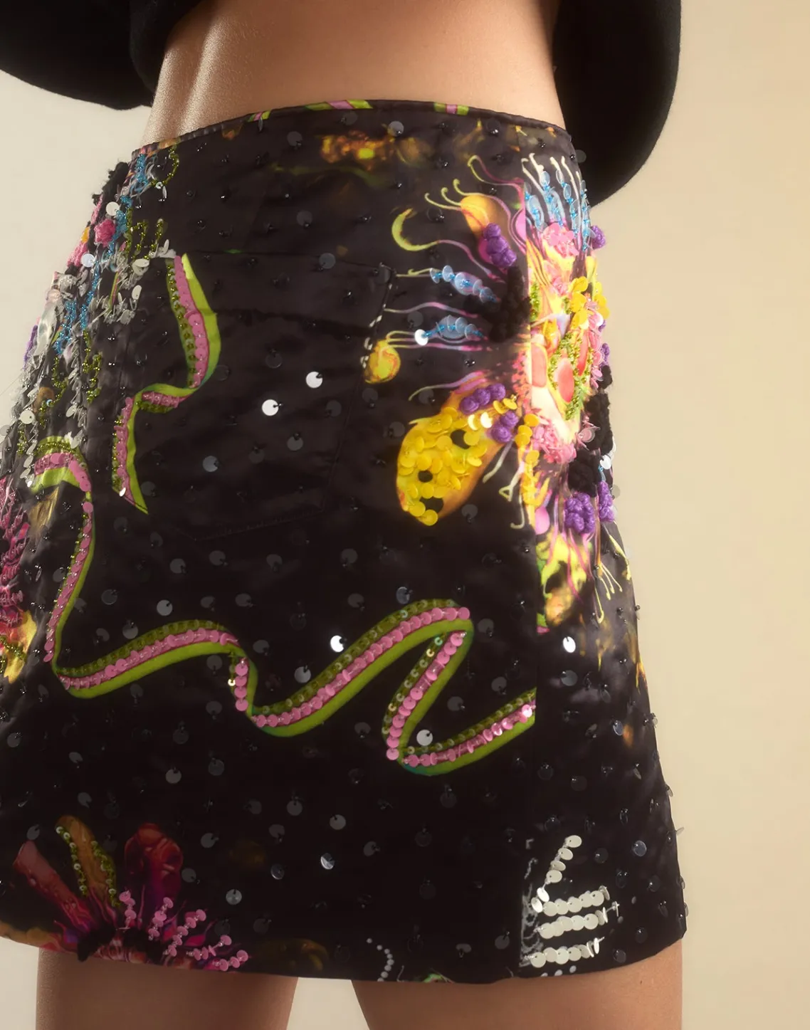 Cynthia Rowley Kaia Skirt BLKFL Clearance