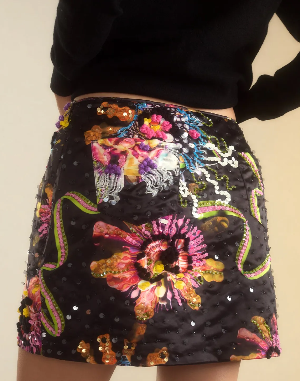 Cynthia Rowley Kaia Skirt BLKFL Clearance