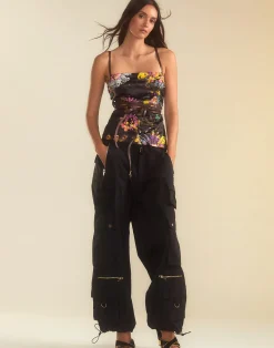 Cynthia Rowley Kaia Tie Top BLKFL Outlet