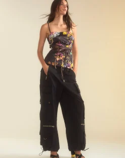 Cynthia Rowley Kaia Tie Top BLKFL Outlet