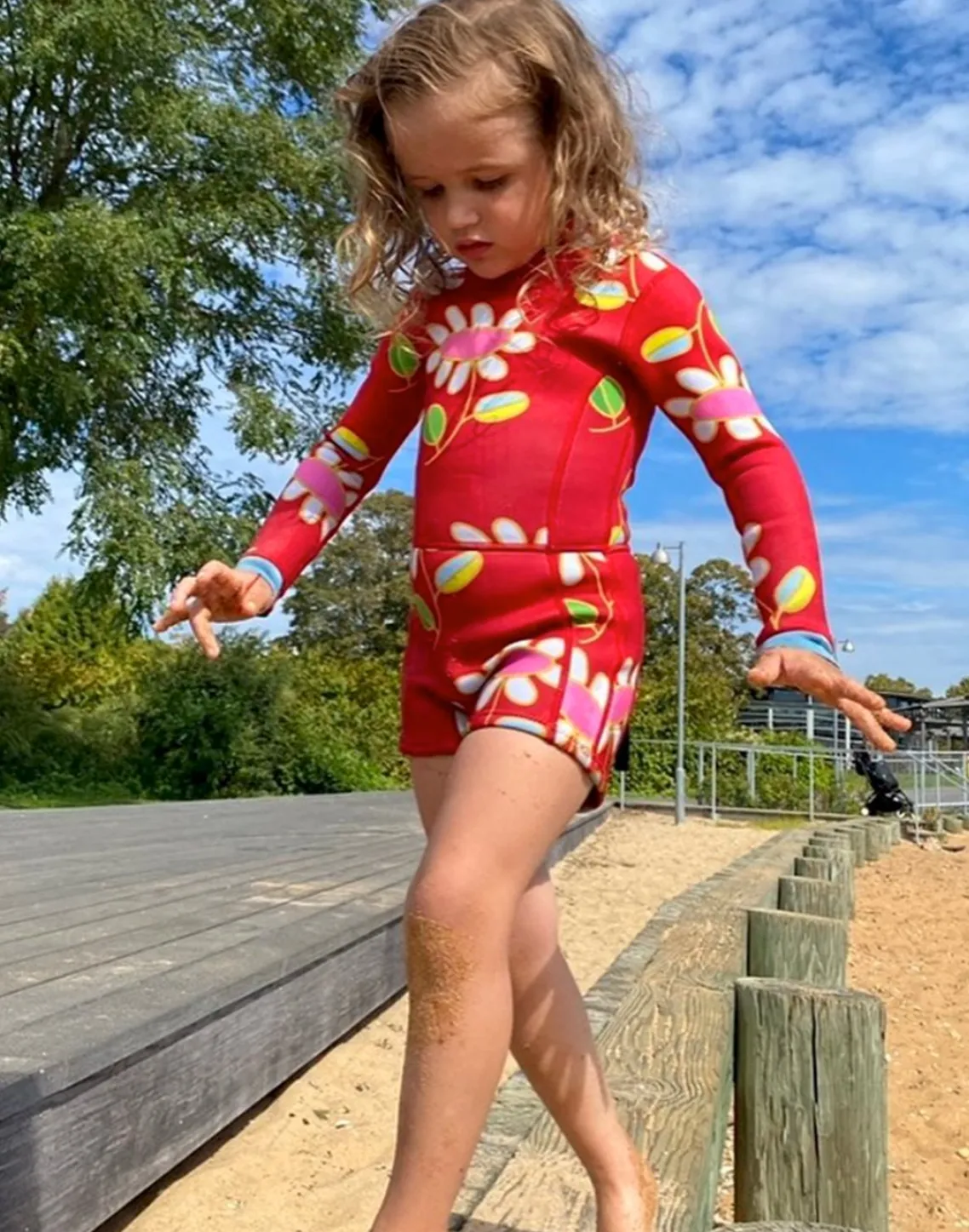 Cynthia Rowley Kids Floral Wetsuit Red Clearance