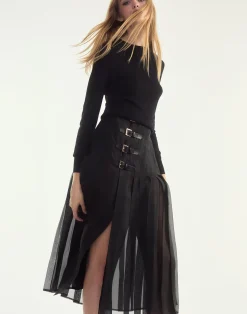 Cynthia Rowley Kora Kilt Skirt BLACK Hot