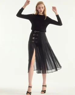 Cynthia Rowley Kora Kilt Skirt BLACK Hot