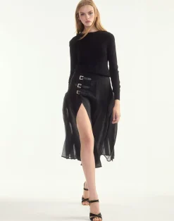 Cynthia Rowley Kora Kilt Skirt BLACK Hot